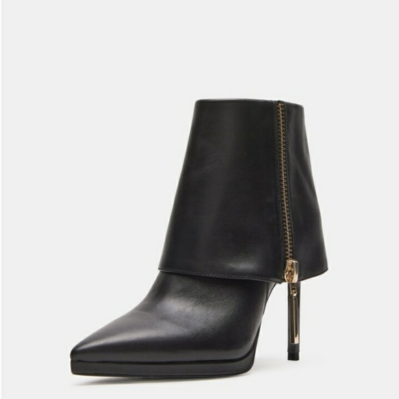 Steve Madden Renee Leather foldover pointed toe Booties Women's Sizes Night out - Picture 2 of 12